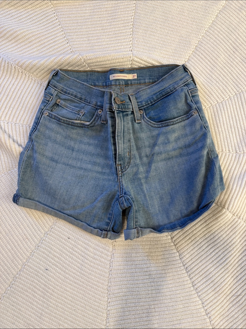 Levi's Light Blue Rolled-Hem Denim Shorts